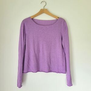 Eileen Fisher Cotton Blend Sweater Knit Lilac Purple Long Sleeve Women's Small